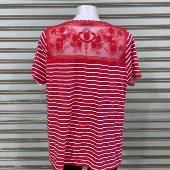 Laura Scott cotton blend red / white stripped top - Picture 5 of 7